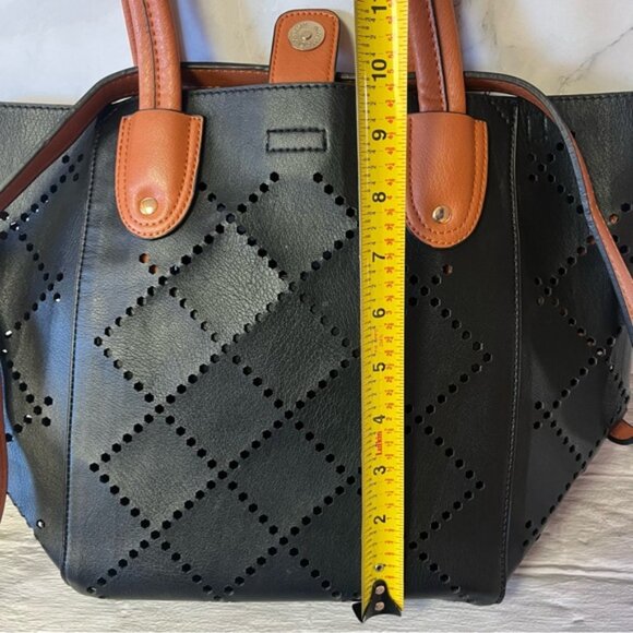 NWOT Louenhide Baby Bermuda Two Tone Black & Whisky Tote Bag Vegan Leather - Picture 14 of 16